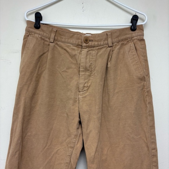 COS Mens Tan Pleated Soft Cotton Tapered Leg Trousers - Picture 4 of 11